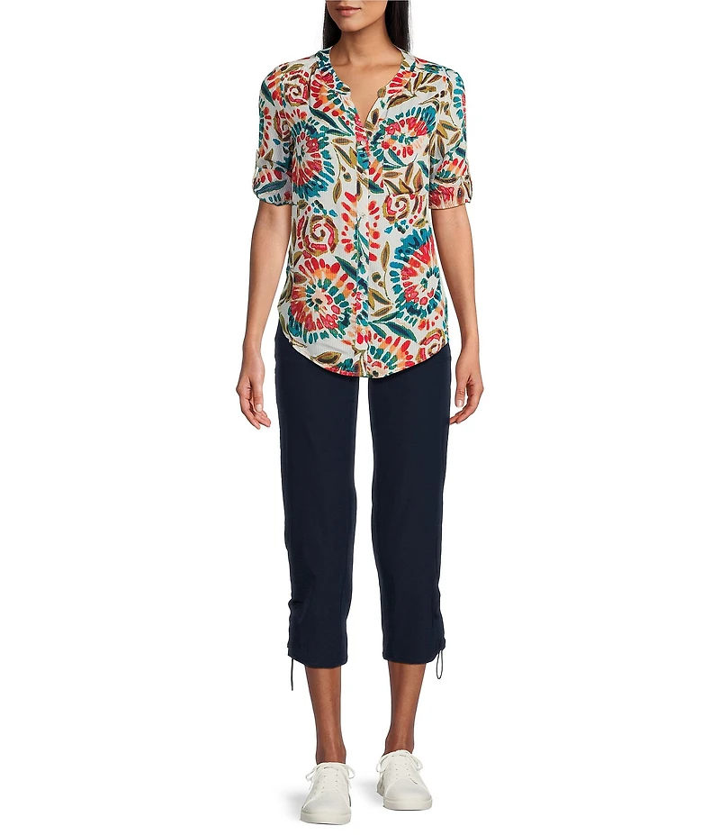 Intro Petite Size Janja Active Ease Bungee Adjustable Hem Capri Pull-On Pants