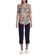 Intro Petite Size Janja Active Ease Bungee Adjustable Hem Capri Pull-On Pants