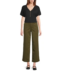 Intro Petite Size Kendall Solid Relaxed Cropped Pants