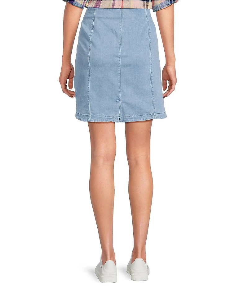 Intro Petite Size Nia Denim Button Hem Pull-On Skort