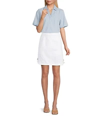 Intro Petite Size Nia Denim Button Hem Pull-On Skort