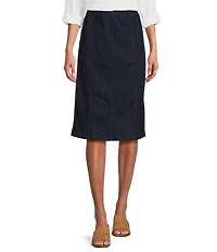 Intro Petite Size Nia Denim Tummy Control Waist Pull-On Pencil Skirt