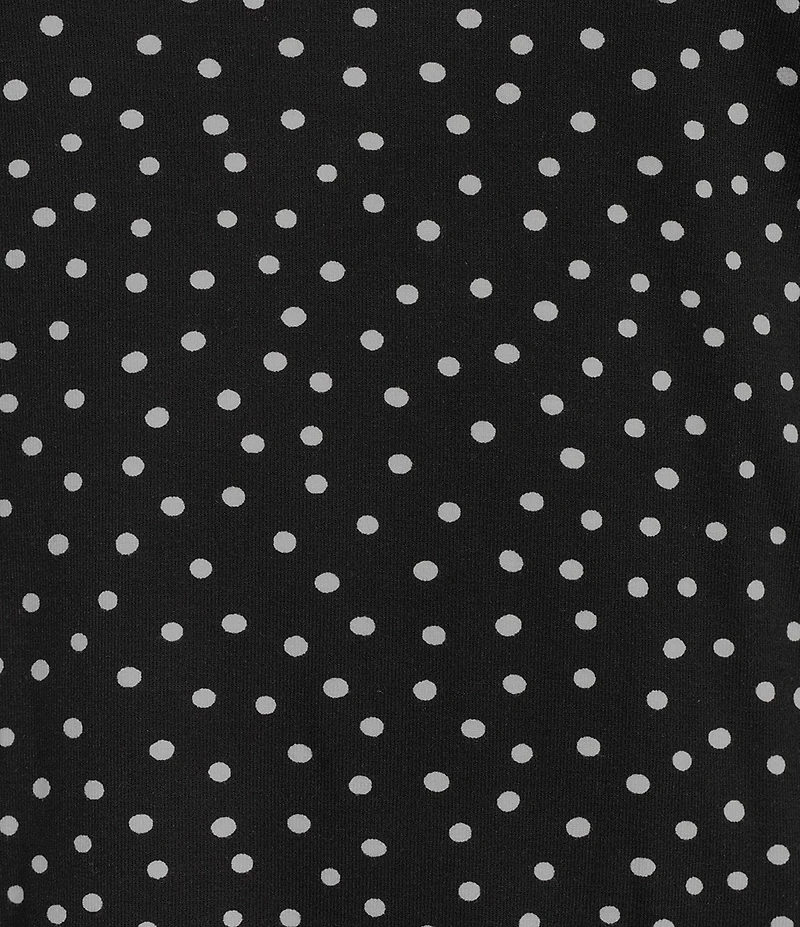 Intro Petite Size Polka Dot Knit Jersey Crew Neck Elbow Puff Sleeve Top