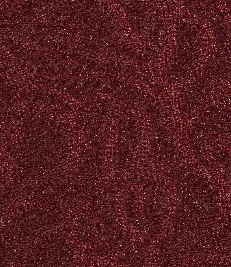 Intro Petite Size Red Lurex Knit Metallic Crew Neck Bracelet Length Poet Sleeve Top