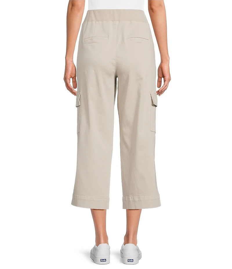Intro Petite Size Rib Knit Pheobe Pull-On Cargo Capri Pants