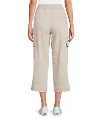 Intro Petite Size Rib Knit Pheobe Pull-On Cargo Capri Pants