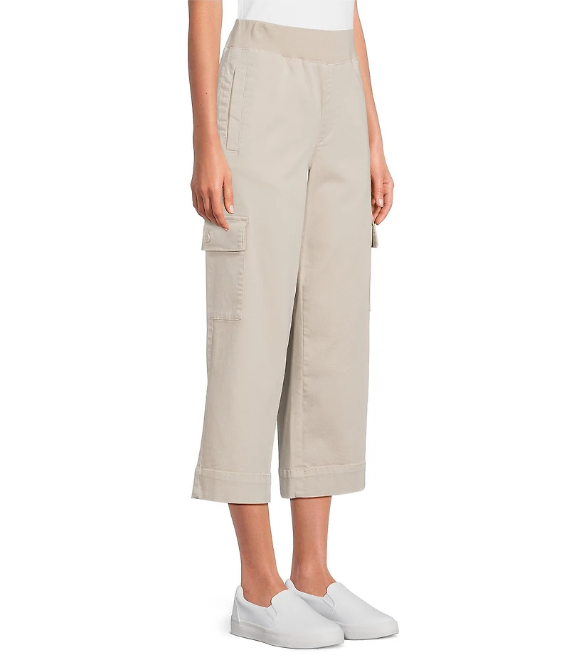 Intro Petite Size Rib Knit Pheobe Pull-On Cargo Capri Pants