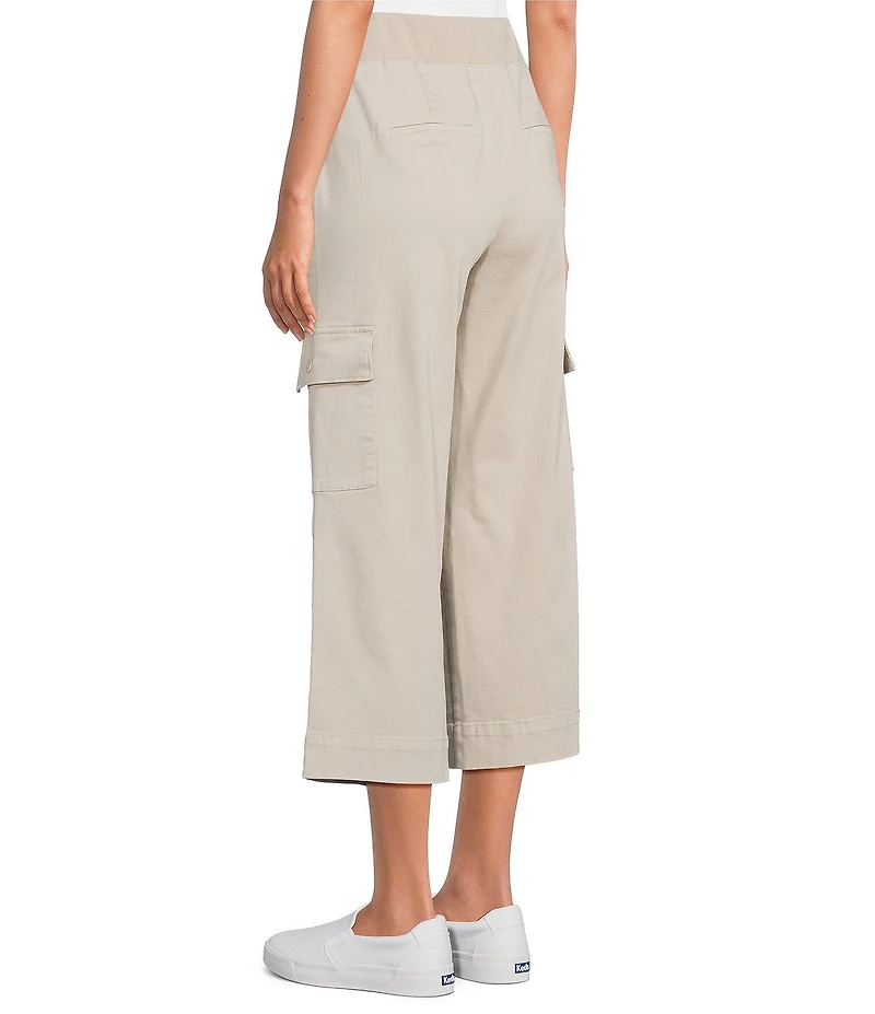 Intro Petite Size Rib Knit Pheobe Pull-On Cargo Capri Pants