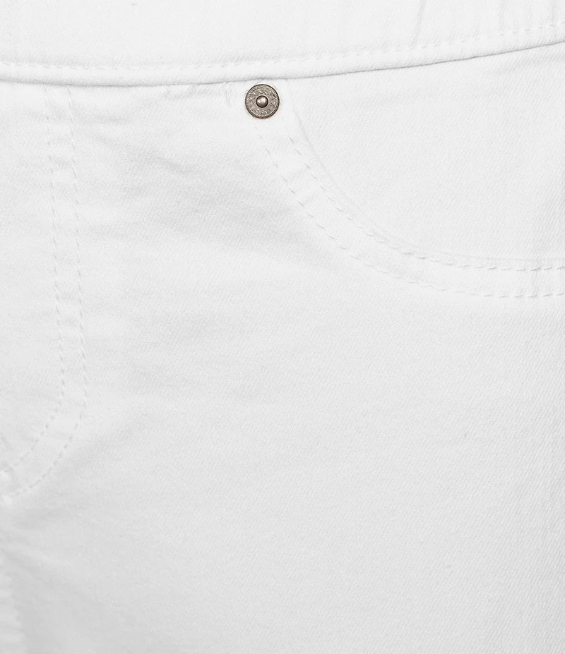 Intro Petite Size Straight Leg Tulip Eyelet Embroidered Frayed Hem Pull-On Ankle Pants
