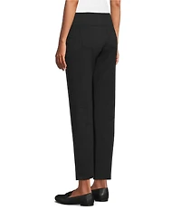 Intro Petite Size Solid Suave Knit Teri Straight Leg Tummy Control Pull-On Pants