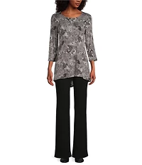 Intro Petite Size Stella Boot Leg Pull-On Double Knit Pants