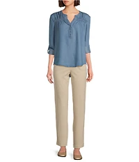 Intro Petite Size Stella Breezy Knit Slimming Comfort Waist Pull-On Ankle Pants
