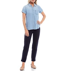 Intro Petite Size Stella Double Knit Slim Straight Leg Pull-On Pants