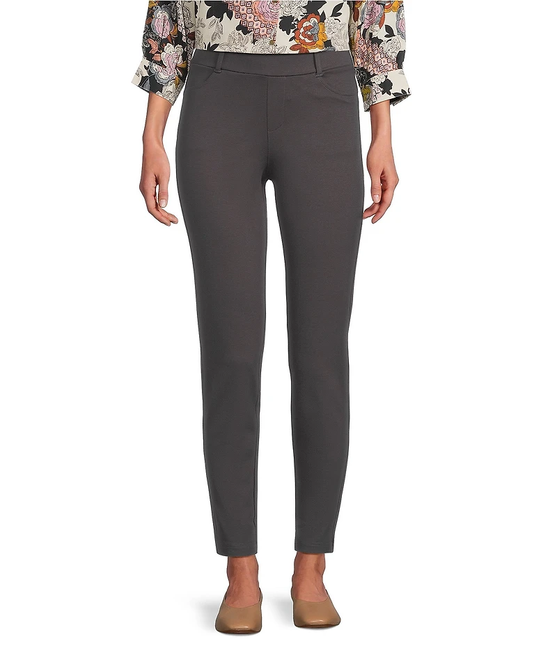Intro Petite Size Stella Double Knit Slim Straight Leg Pull-On Pants