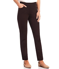 Intro Petite Size Stella Double Knit Slim Straight Leg Pull-On Pants