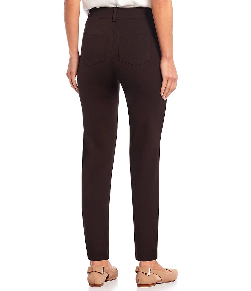 Intro Petite Size Stella Double Knit Slim Straight Leg Pull-On Pants