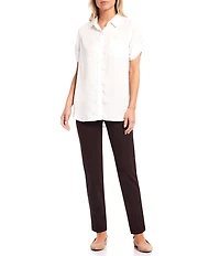 Intro Petite Size Stella Double Knit Slim Straight Leg Pull-On Pants