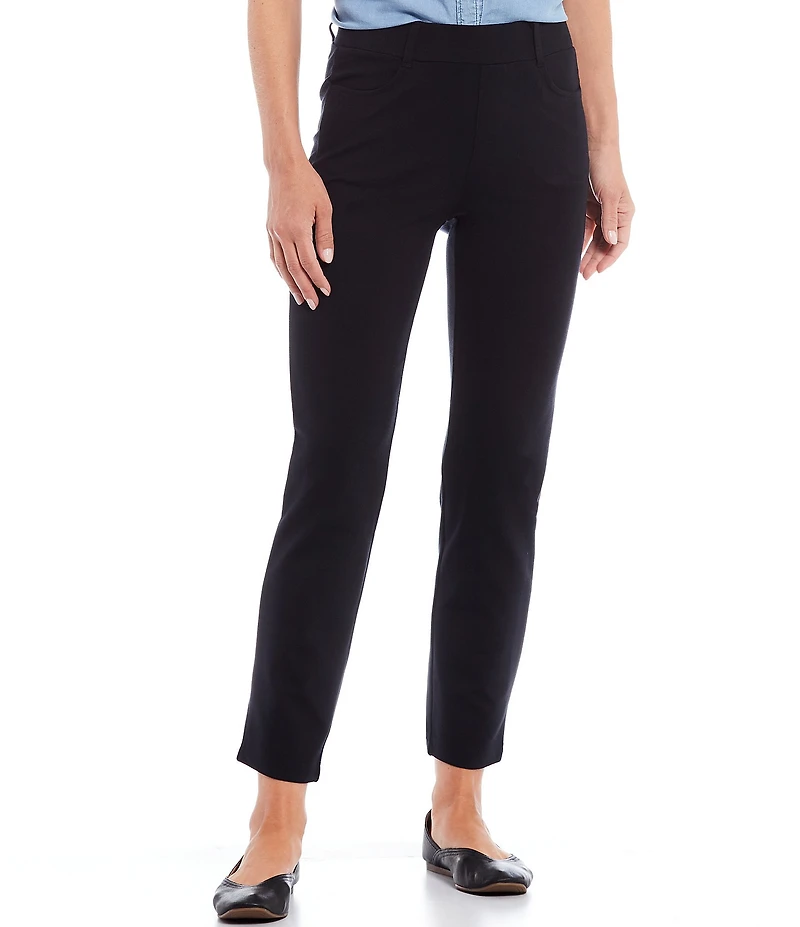 Intro Petite Size Stella Double Knit Slim Straight Leg Pull-On Pants