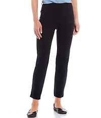 Intro Petite Size Stella Double Knit Slim Straight Leg Pull-On Pants