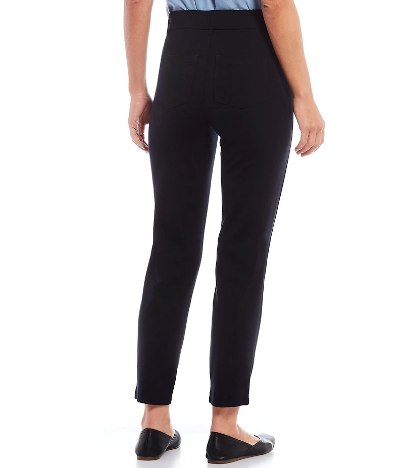 Intro Petite Size Stella Double Knit Slim Straight Leg Pull-On Pants