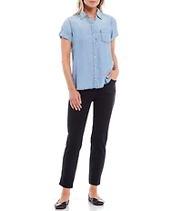 Intro Petite Size Stella Double Knit Slim Straight Leg Pull-On Pants