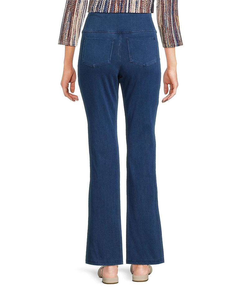 Intro Petite Size Teri Knit Denim Straight Leg Tummy Control Pull-On Pants