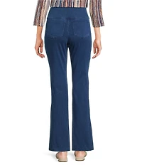 Intro Petite Size Teri Knit Denim Straight Leg Tummy Control Pull-On Pants