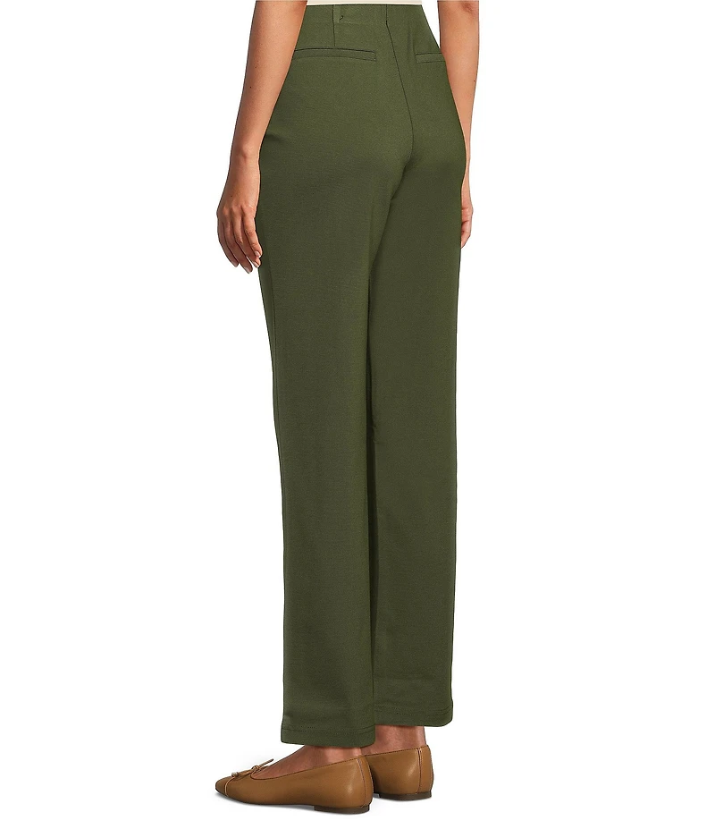 Intro Petite Size Veronica Double Knit Pintuck Straight Leg Pull-On Pants
