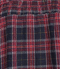 Intro Plaid Print Long Roll-Tab Sleeve Button Down Swing Shirt