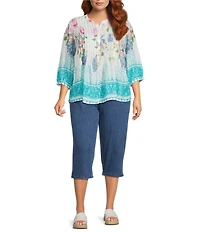 Intro Plus Size Begonia Pink Pleated Button-Front Blouse