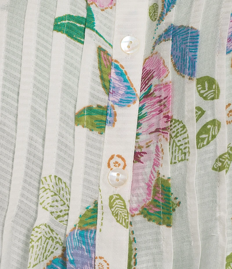 Intro Plus Size Begonia Pink Pleated Button-Front Blouse