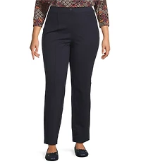 Intro Plus Size Bella Solid Double Knit Slim Hem Straight Leg Pants