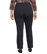 Intro Plus Size Bella Solid Double Knit Slim Hem Straight Leg Pants