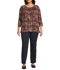 Intro Plus Size Bella Solid Double Knit Slim Hem Straight Leg Pants