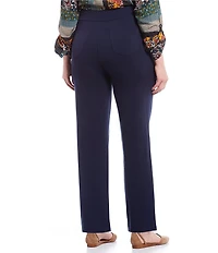 Intro Plus Size Bella Solid Double Knit Slim Hem Straight Leg Pants