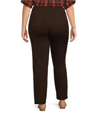 Intro Plus Size Bella Solid Double Knit Slim Hem Straight Leg Pants