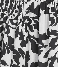 Intro Plus Size Crinkle Gauze Floral Scoop Neck Elbow Sleeve Button-Front Blouse