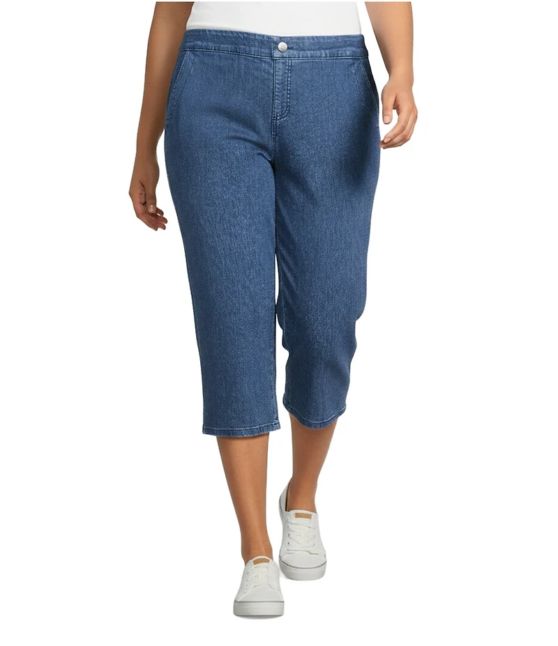 Intro Plus Size Dahlia Freedom Denim Capri Pull-On Pants