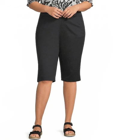 Intro Plus Size Dahlia Solid Denim Pull-On Tummy Control Skimmer Short
