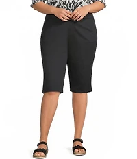 Intro Plus Size Dahlia Solid Denim Pull-On Tummy Control Skimmer Short