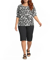 Intro Plus Size Dahlia Solid Denim Pull-On Tummy Control Skimmer Short