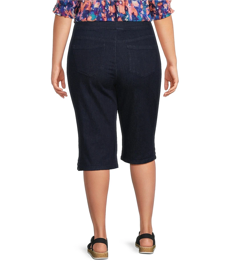 Intro Plus Size Dahlia Solid Pull-On Skimmer Denim Shorts