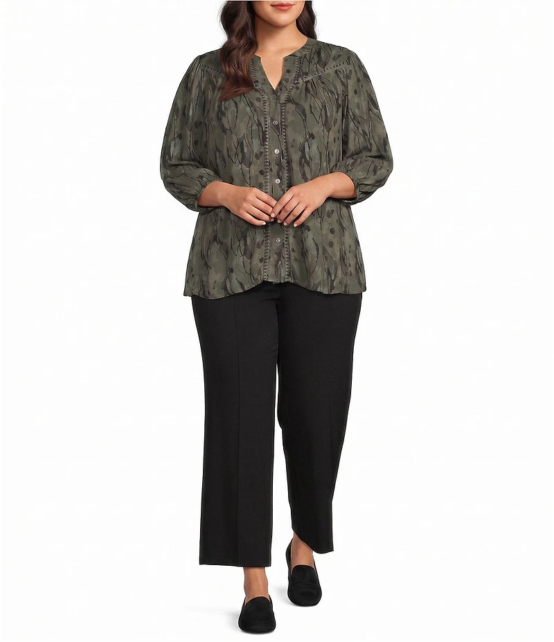 Intro Plus Size Dallas Double Knit Ankle Length Wide Leg Pants