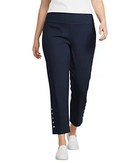 Intro Plus Size Double Knit Straight Leg Traveler Pull-On Ankle Denim Pants