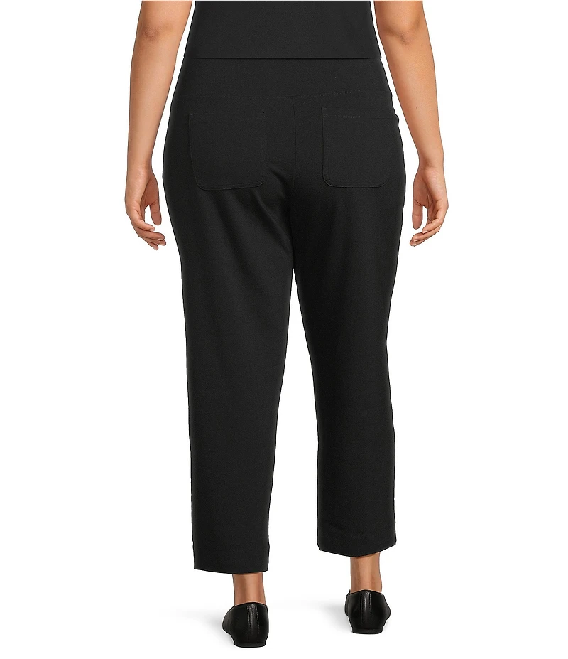 Intro Plus Size Double Knit Straight Leg Traveler Pull-On Ankle Pants