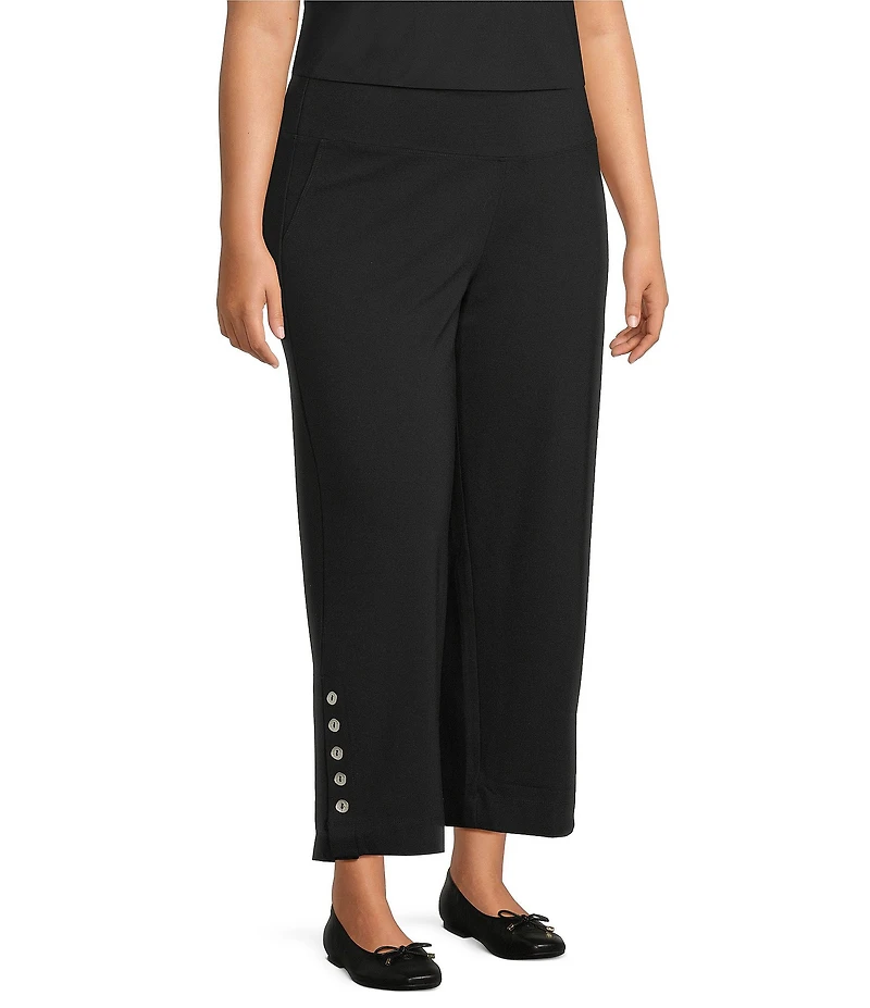 Intro Plus Size Double Knit Straight Leg Traveler Pull-On Ankle Pants
