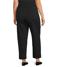 Intro Plus Size Double Knit Straight Leg Traveler Pull-On Ankle Pants