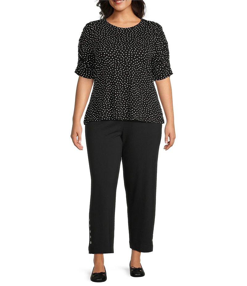 Intro Plus Size Double Knit Straight Leg Traveler Pull-On Ankle Pants