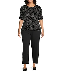 Intro Plus Size Double Knit Straight Leg Traveler Pull-On Ankle Pants