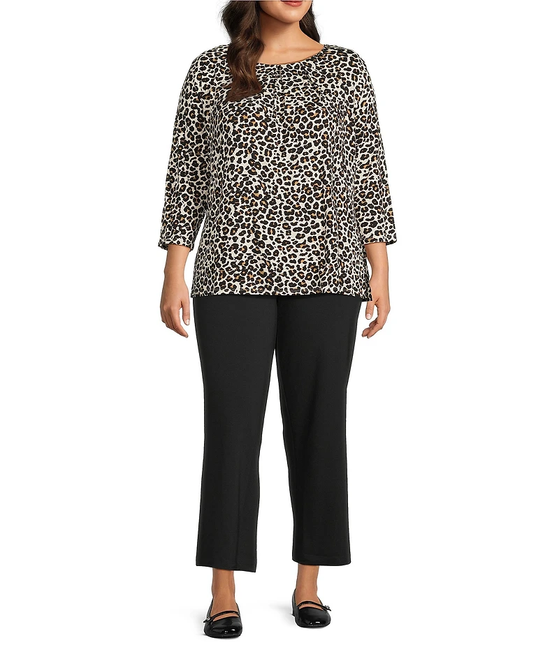 Intro Plus Size Double Knit Traveler Pull-On Wide Leg Pants
